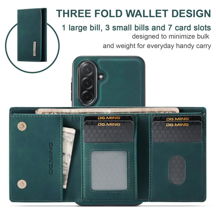For Samsung Galaxy A37 5G DG.MING M1 Series 3-Fold Multi Card Wallet + Magnetic Phone Case