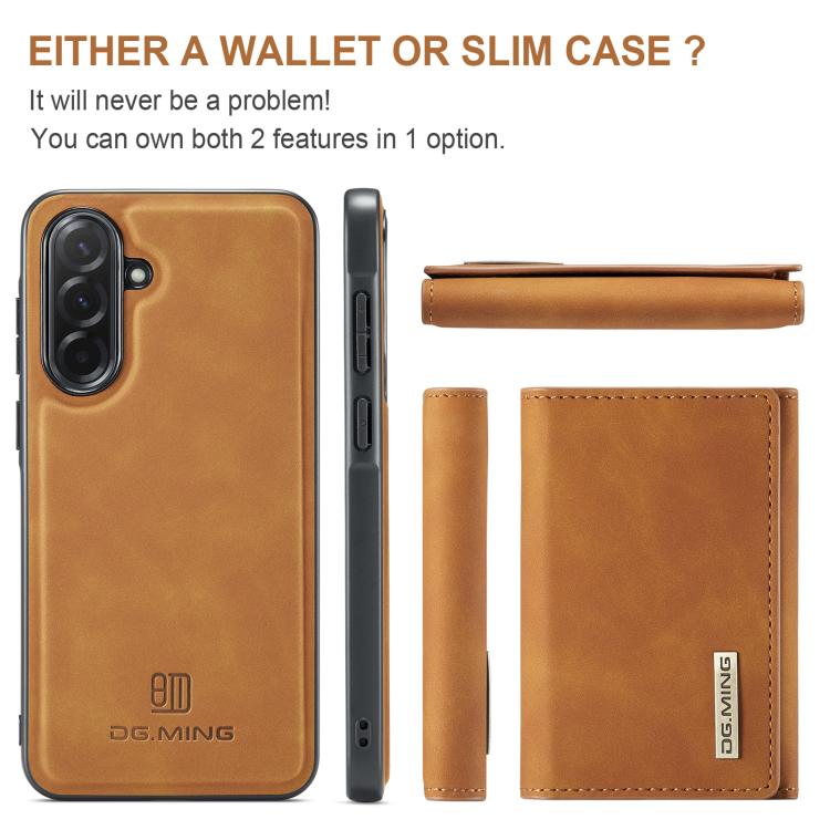 For Samsung Galaxy A37 5G DG.MING M1 Series 3-Fold Multi Card Wallet + Magnetic Phone Case