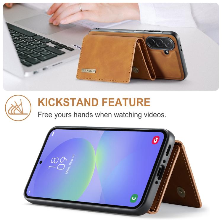 For Samsung Galaxy A37 5G DG.MING M1 Series 3-Fold Multi Card Wallet + Magnetic Phone Case