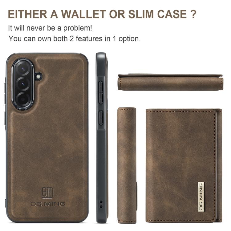 For Samsung Galaxy A37 5G DG.MING M1 Series 3-Fold Multi Card Wallet + Magnetic Phone Case