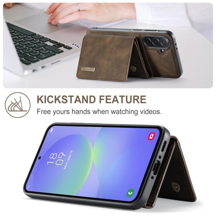 For Samsung Galaxy A37 5G DG.MING M1 Series 3-Fold Multi Card Wallet + Magnetic Phone Case