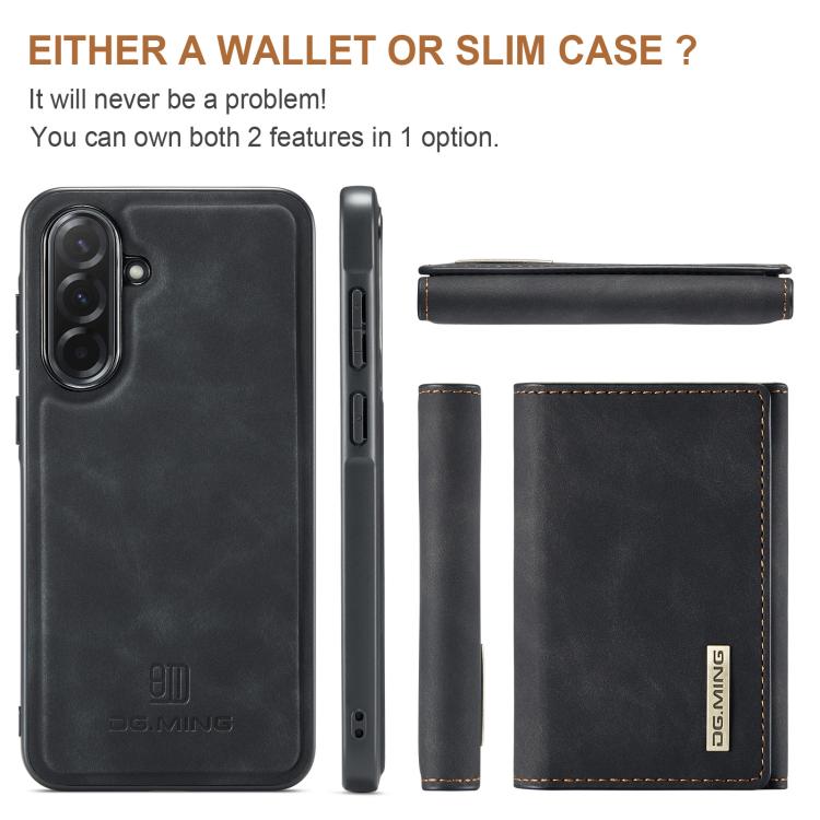For Samsung Galaxy A37 5G DG.MING M1 Series 3-Fold Multi Card Wallet + Magnetic Phone Case