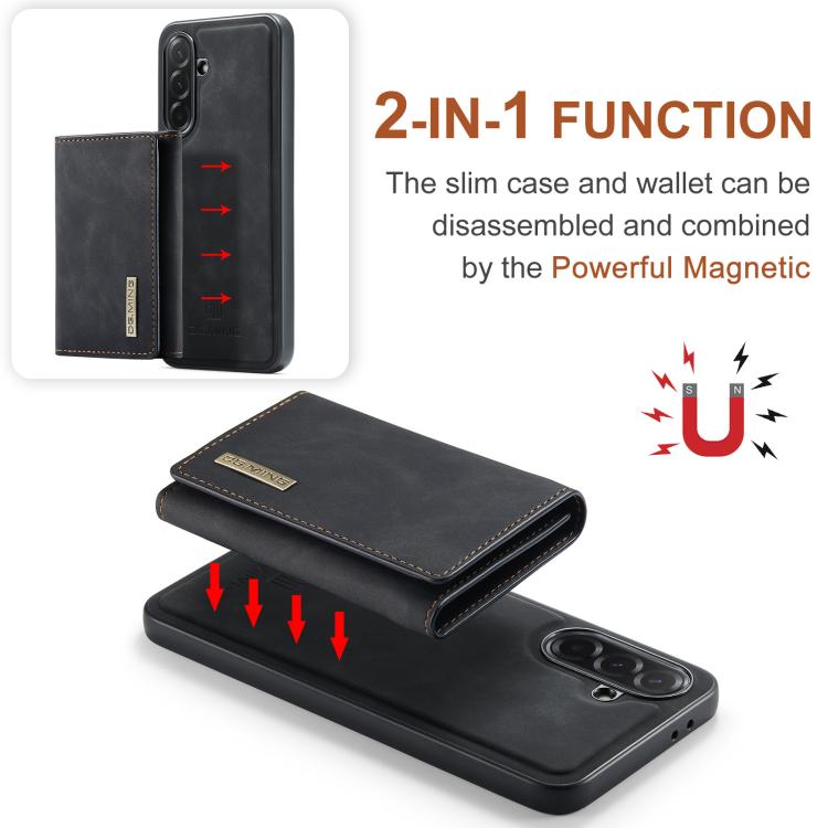 For Samsung Galaxy A37 5G DG.MING M1 Series 3-Fold Multi Card Wallet + Magnetic Phone Case