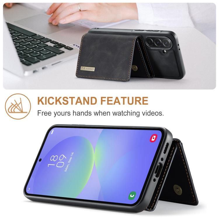For Samsung Galaxy A37 5G DG.MING M1 Series 3-Fold Multi Card Wallet + Magnetic Phone Case