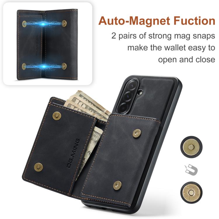 For Samsung Galaxy A37 5G DG.MING M1 Series 3-Fold Multi Card Wallet + Magnetic Phone Case