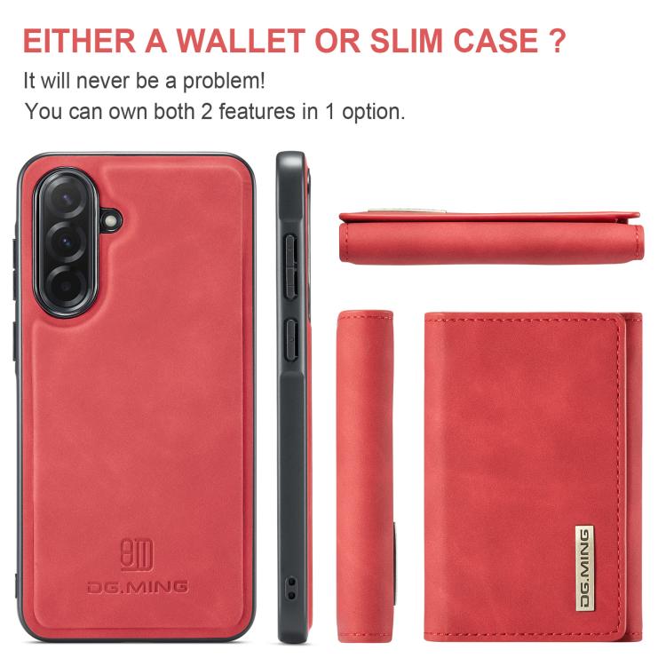 For Samsung Galaxy A57 5G DG.MING M1 Series 3-Fold Multi Card Wallet + Magnetic Phone Case