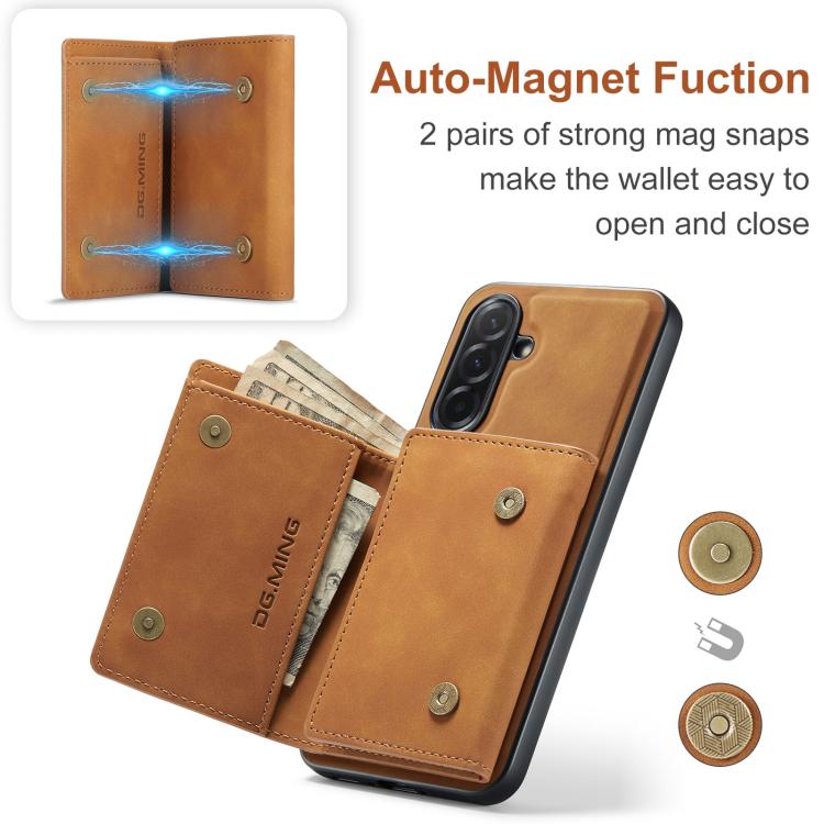 For Samsung Galaxy A57 5G DG.MING M1 Series 3-Fold Multi Card Wallet + Magnetic Phone Case