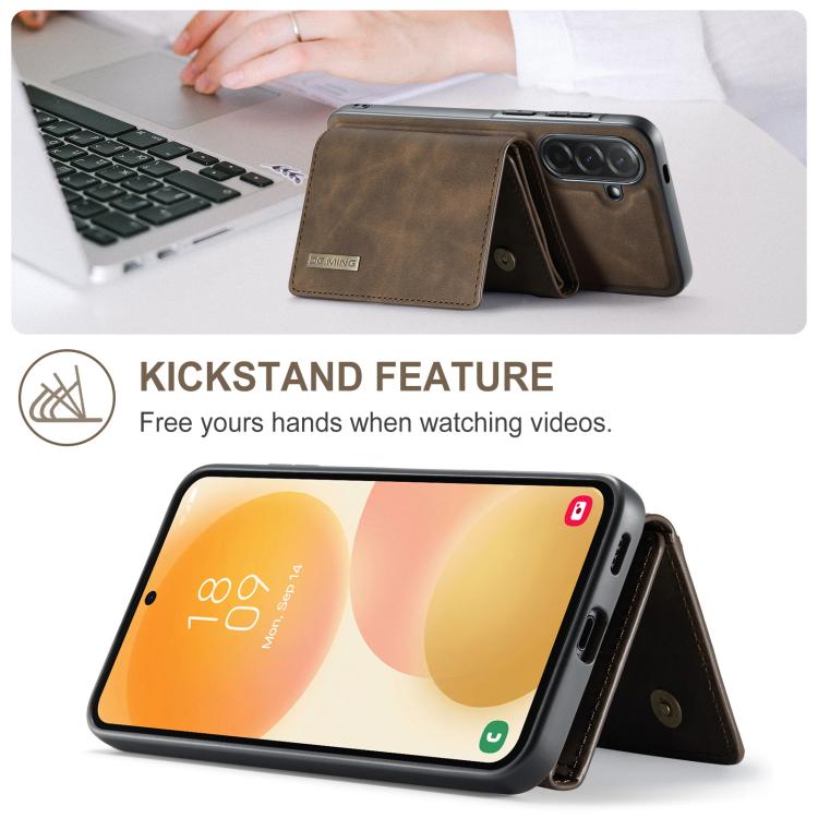 For Samsung Galaxy A57 5G DG.MING M1 Series 3-Fold Multi Card Wallet + Magnetic Phone Case