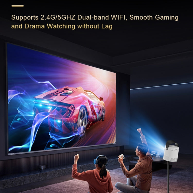 TS-2 1920 x 1080P 240ANSI HiSilicon 352 Android 9.0 Telescopic Projector, EU Plug - White