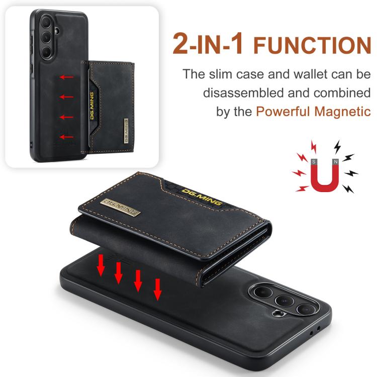 For Samsung Galaxy A56 5G DG.MING M2 Series 3-Fold Multi Card Bag + Magnetic Phone Case