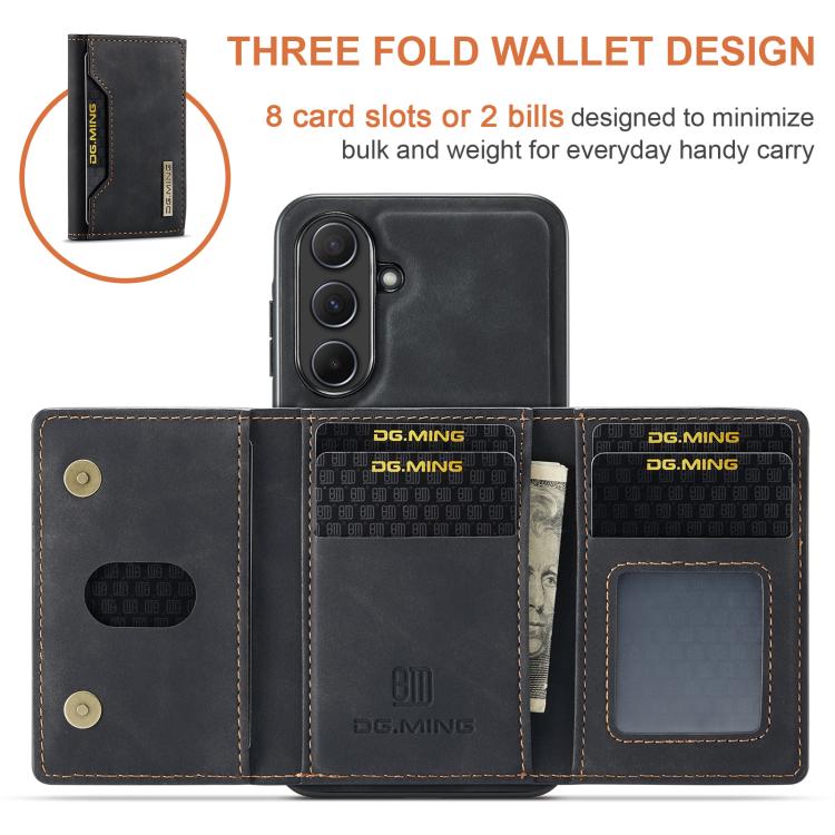 For Samsung Galaxy A56 5G DG.MING M2 Series 3-Fold Multi Card Bag + Magnetic Phone Case