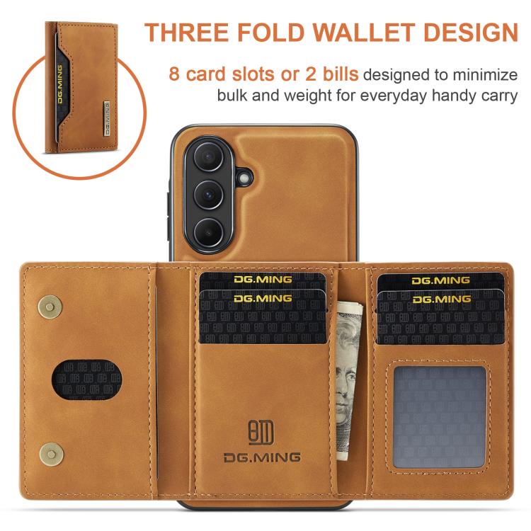 For Samsung Galaxy A56 5G DG.MING M2 Series 3-Fold Multi Card Bag + Magnetic Phone Case