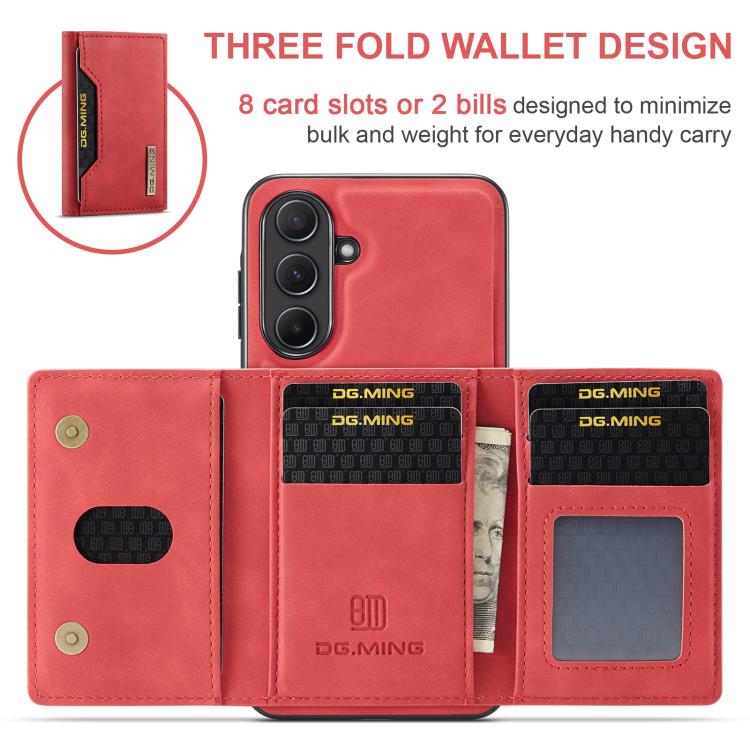 For Samsung Galaxy A56 5G DG.MING M2 Series 3-Fold Multi Card Bag + Magnetic Phone Case