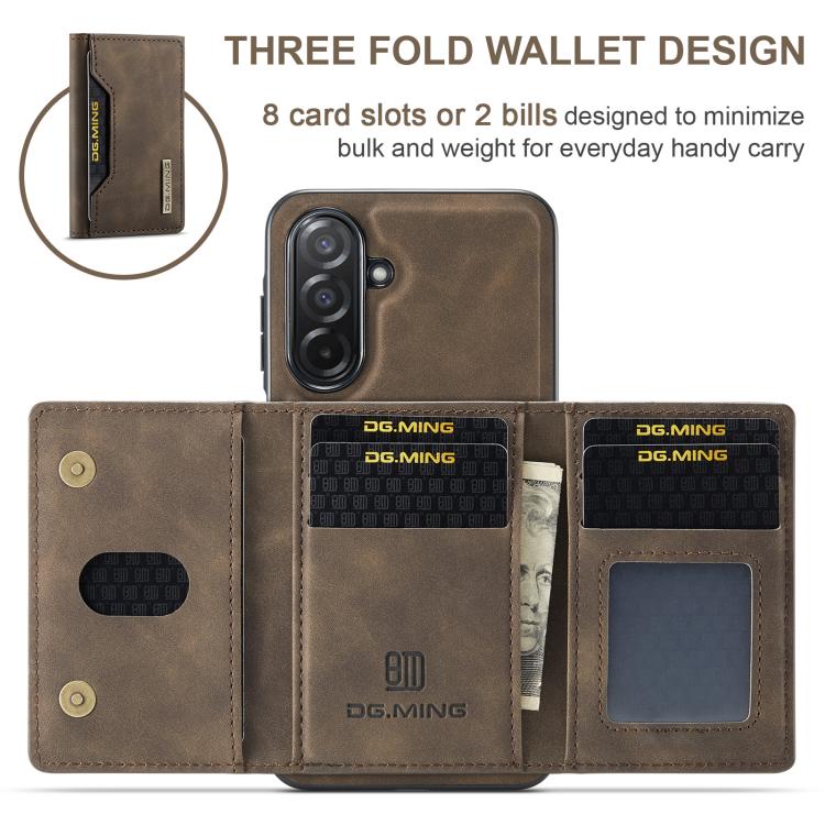 For Samsung Galaxy A26 5G DG.MING M2 Series 3-Fold Multi Card Bag + Magnetic Phone Case