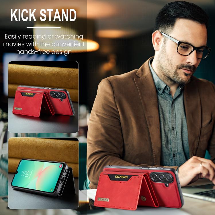 For Samsung Galaxy A26 5G DG.MING M2 Series 3-Fold Multi Card Bag + Magnetic Phone Case