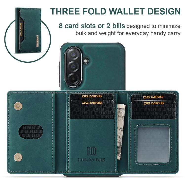 For Samsung Galaxy A26 5G DG.MING M2 Series 3-Fold Multi Card Bag + Magnetic Phone Case