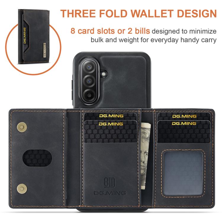 For Samsung Galaxy A17 4G / 5G DG.MING M2 Series 3-Fold Multi Card Bag + Magnetic Phone Case