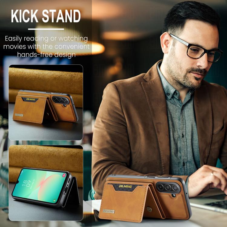 For Samsung Galaxy A17 4G / 5G DG.MING M2 Series 3-Fold Multi Card Bag + Magnetic Phone Case