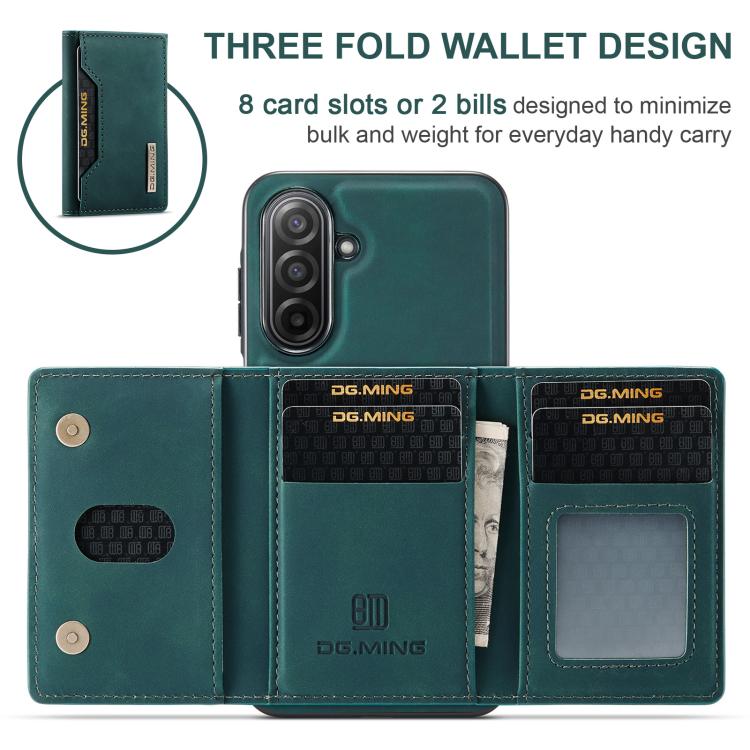 For Samsung Galaxy A17 4G / 5G DG.MING M2 Series 3-Fold Multi Card Bag + Magnetic Phone Case