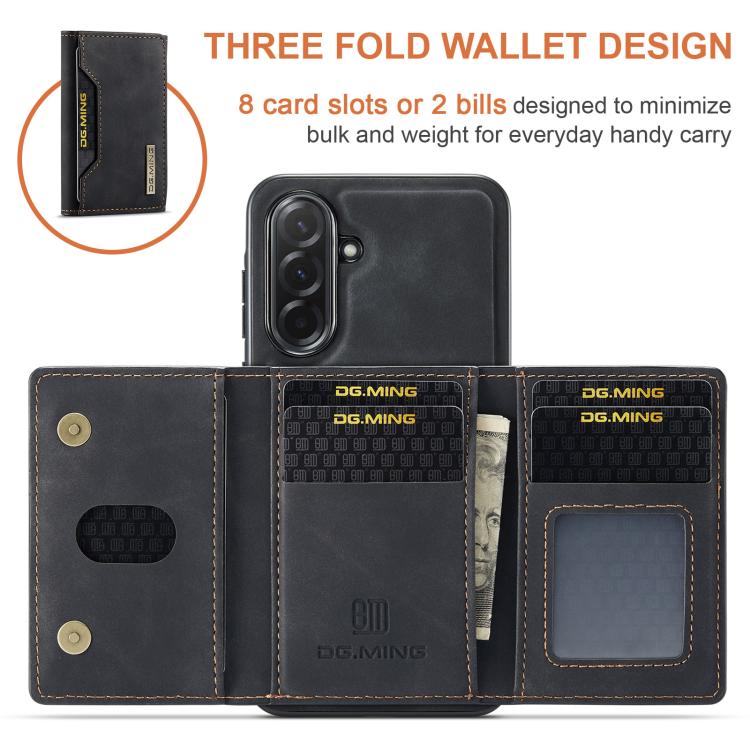 For Samsung Galaxy A57 5G DG.MING M2 Series 3-Fold Multi Card Bag + Magnetic Phone Case