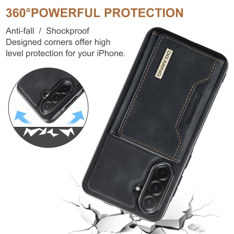 For Samsung Galaxy A37 5G DG.MING M2 Series 3-Fold Multi Card Bag + Magnetic Phone Case
