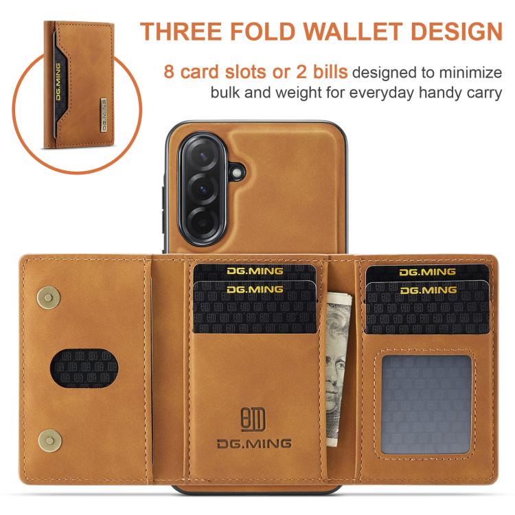 For Samsung Galaxy A37 5G DG.MING M2 Series 3-Fold Multi Card Bag + Magnetic Phone Case