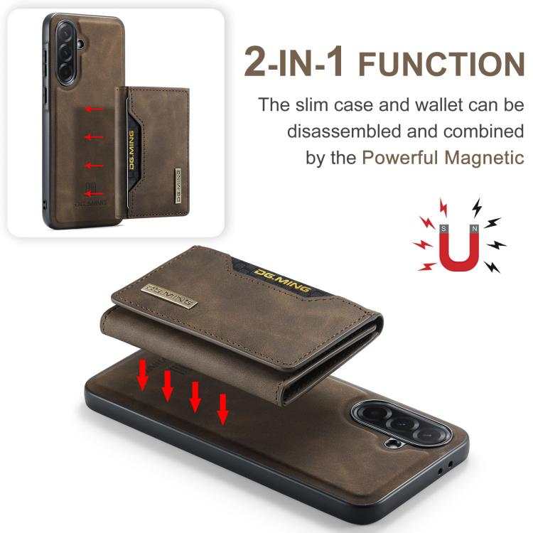 For Samsung Galaxy A37 5G DG.MING M2 Series 3-Fold Multi Card Bag + Magnetic Phone Case