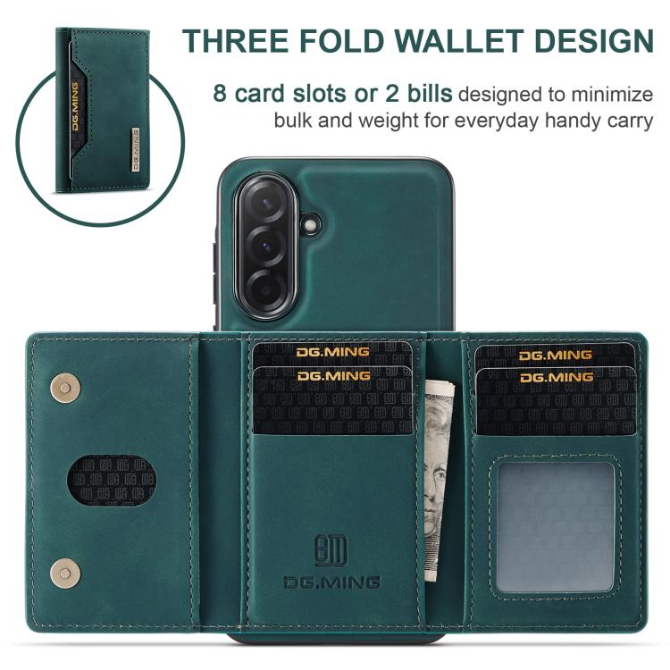 For Samsung Galaxy A37 5G DG.MING M2 Series 3-Fold Multi Card Bag + Magnetic Phone Case