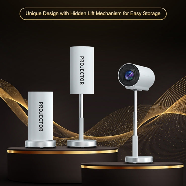 TS-3 1280x720P 260ANSI HiSilicon 352 Android 9.0 Telescopic Projector, UK Plug - White