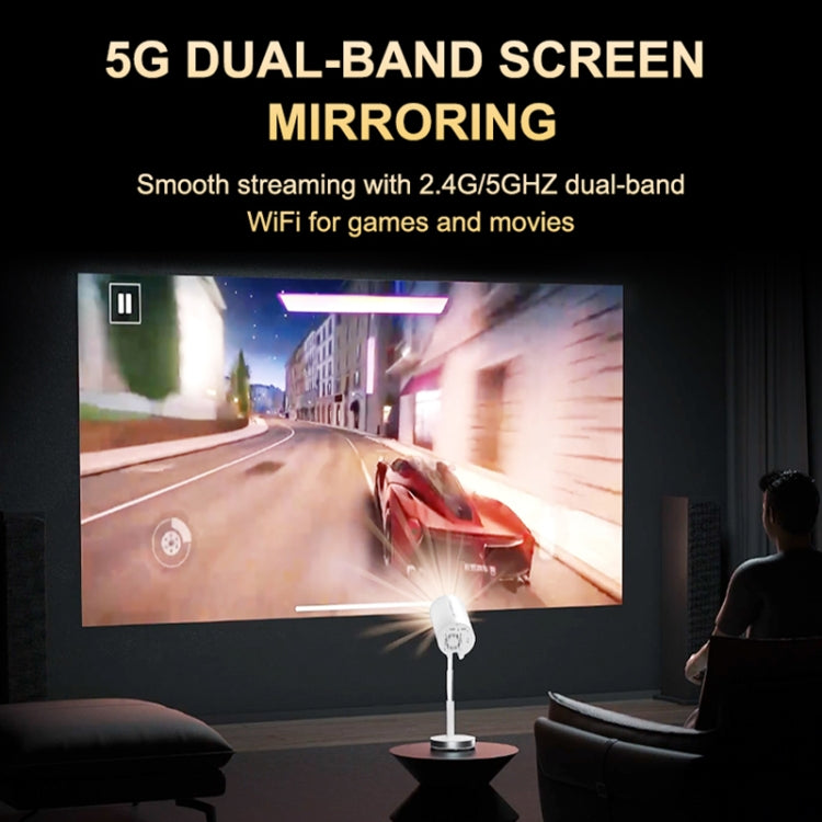 TS-3 1280x720P 260ANSI HiSilicon 352 Android 9.0 Telescopic Projector, UK Plug - White