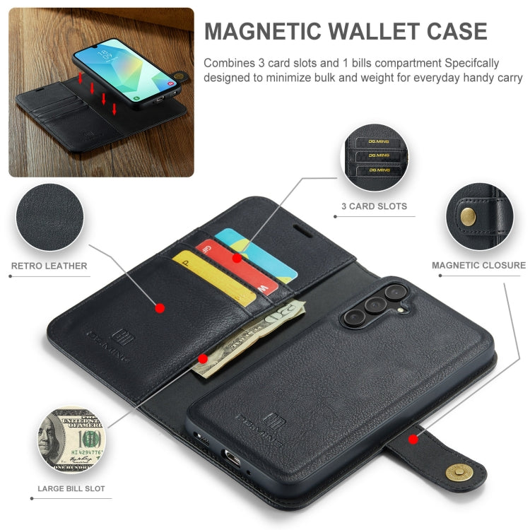 For Samsung Galaxy A16 5G DG.MING Crazy Horse Texture Detachable Magnetic Leather Case