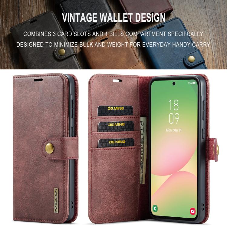 For Samsung Galaxy A56 5G DG.MING Crazy Horse Texture Detachable Magnetic Leather Case