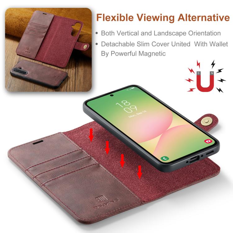 For Samsung Galaxy A56 5G DG.MING Crazy Horse Texture Detachable Magnetic Leather Case