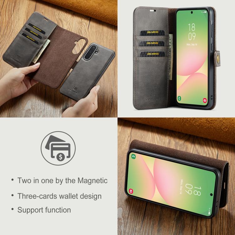For Samsung Galaxy A56 5G DG.MING Crazy Horse Texture Detachable Magnetic Leather Case