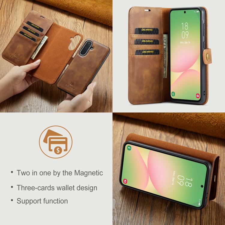 For Samsung Galaxy A56 5G DG.MING Crazy Horse Texture Detachable Magnetic Leather Case