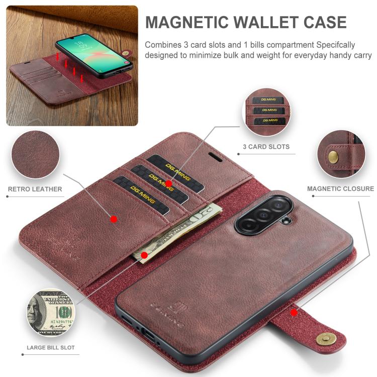 For Samsung Galaxy A26 5G DG.MING Crazy Horse Texture Detachable Magnetic Leather Case