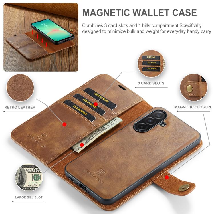 For Samsung Galaxy A26 5G DG.MING Crazy Horse Texture Detachable Magnetic Leather Case