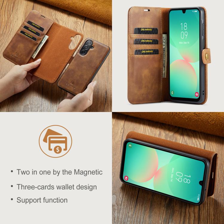 For Samsung Galaxy A26 5G DG.MING Crazy Horse Texture Detachable Magnetic Leather Case