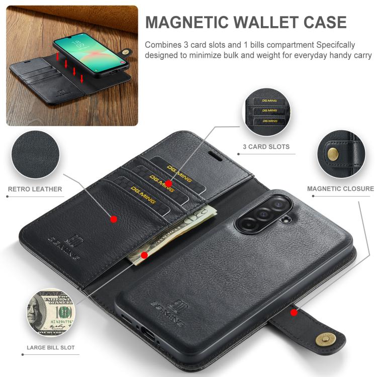 For Samsung Galaxy A26 5G DG.MING Crazy Horse Texture Detachable Magnetic Leather Case