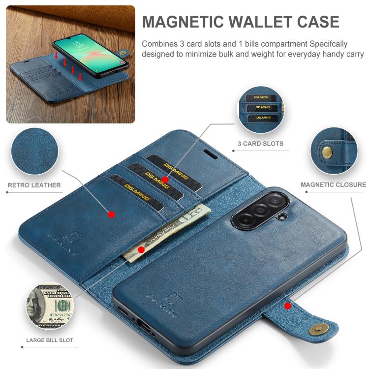 For Samsung Galaxy A26 5G DG.MING Crazy Horse Texture Detachable Magnetic Leather Case