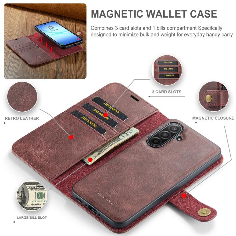 For Samsung Galaxy A17 4G / 5G DG.MING Crazy Horse Texture Detachable Magnetic Leather Case