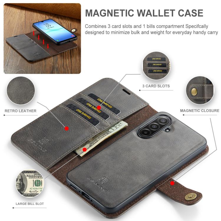 For Samsung Galaxy A17 4G / 5G DG.MING Crazy Horse Texture Detachable Magnetic Leather Case