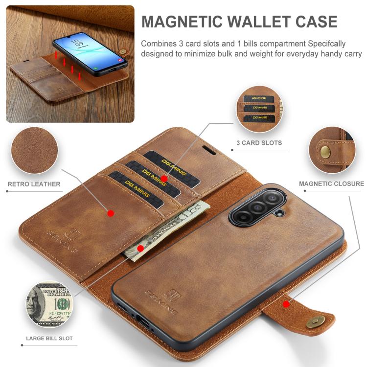 For Samsung Galaxy A17 4G / 5G DG.MING Crazy Horse Texture Detachable Magnetic Leather Case