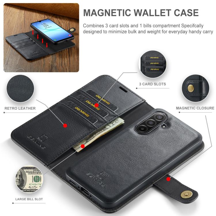 For Samsung Galaxy A17 4G / 5G DG.MING Crazy Horse Texture Detachable Magnetic Leather Case
