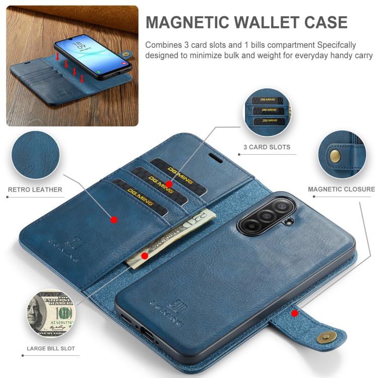 For Samsung Galaxy A17 4G / 5G DG.MING Crazy Horse Texture Detachable Magnetic Leather Case