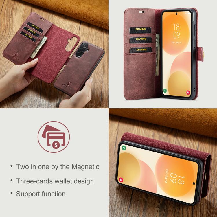 For Samsung Galaxy A57 5G DG.MING Crazy Horse Texture Detachable Magnetic Leather Case