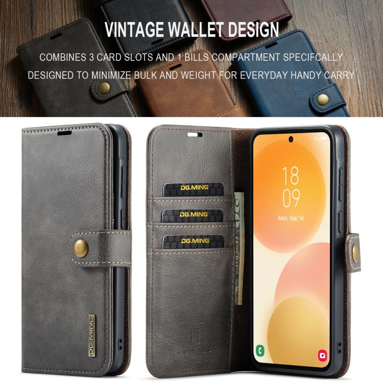 For Samsung Galaxy A57 5G DG.MING Crazy Horse Texture Detachable Magnetic Leather Case