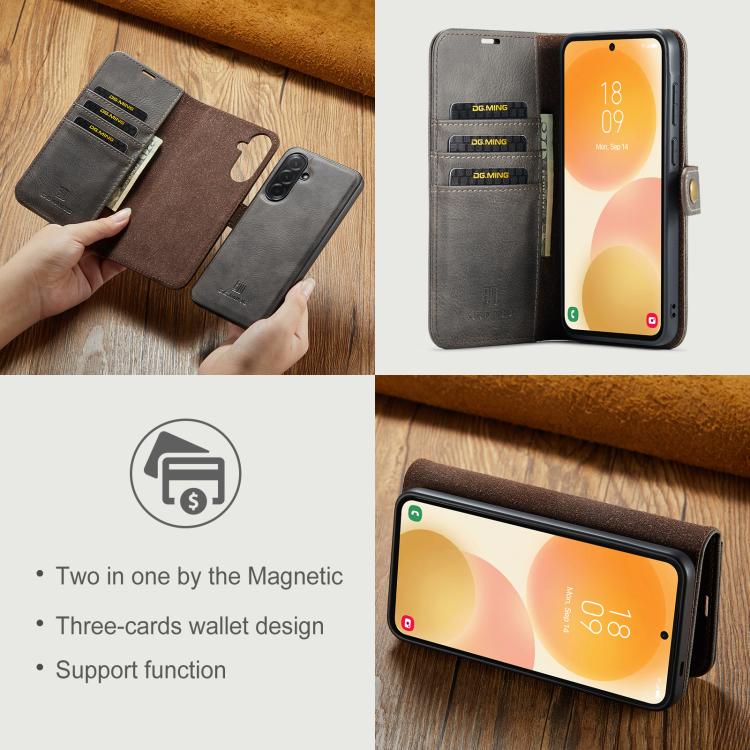 For Samsung Galaxy A57 5G DG.MING Crazy Horse Texture Detachable Magnetic Leather Case