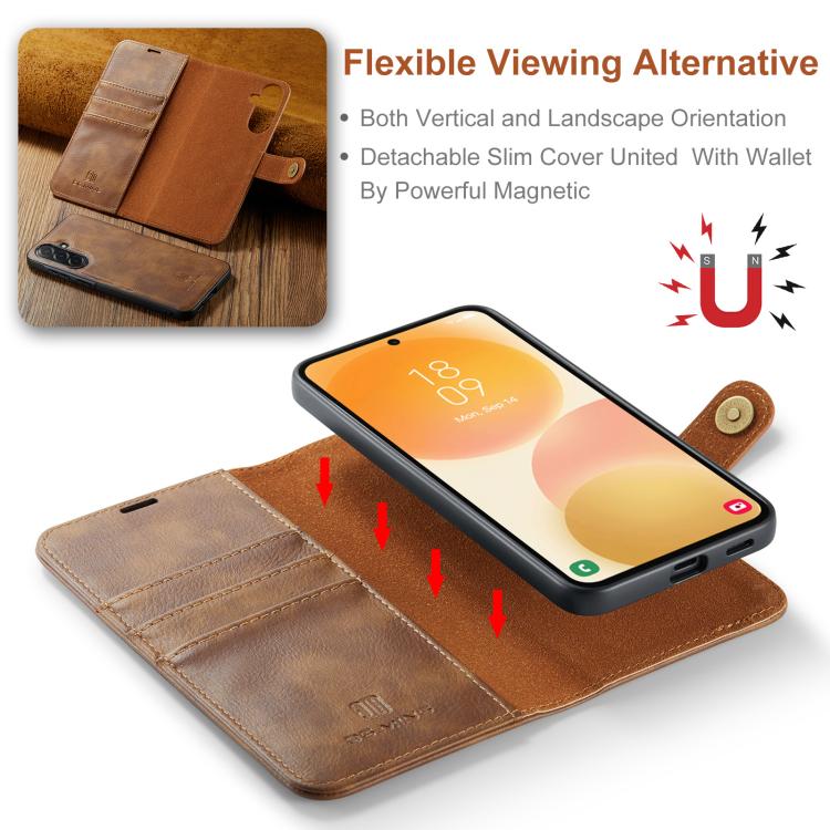 For Samsung Galaxy A57 5G DG.MING Crazy Horse Texture Detachable Magnetic Leather Case