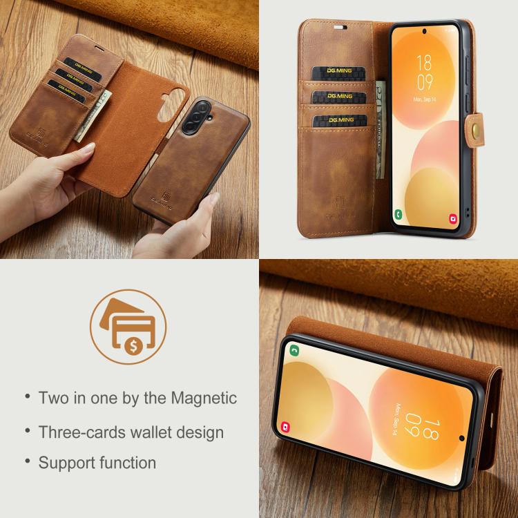 For Samsung Galaxy A57 5G DG.MING Crazy Horse Texture Detachable Magnetic Leather Case